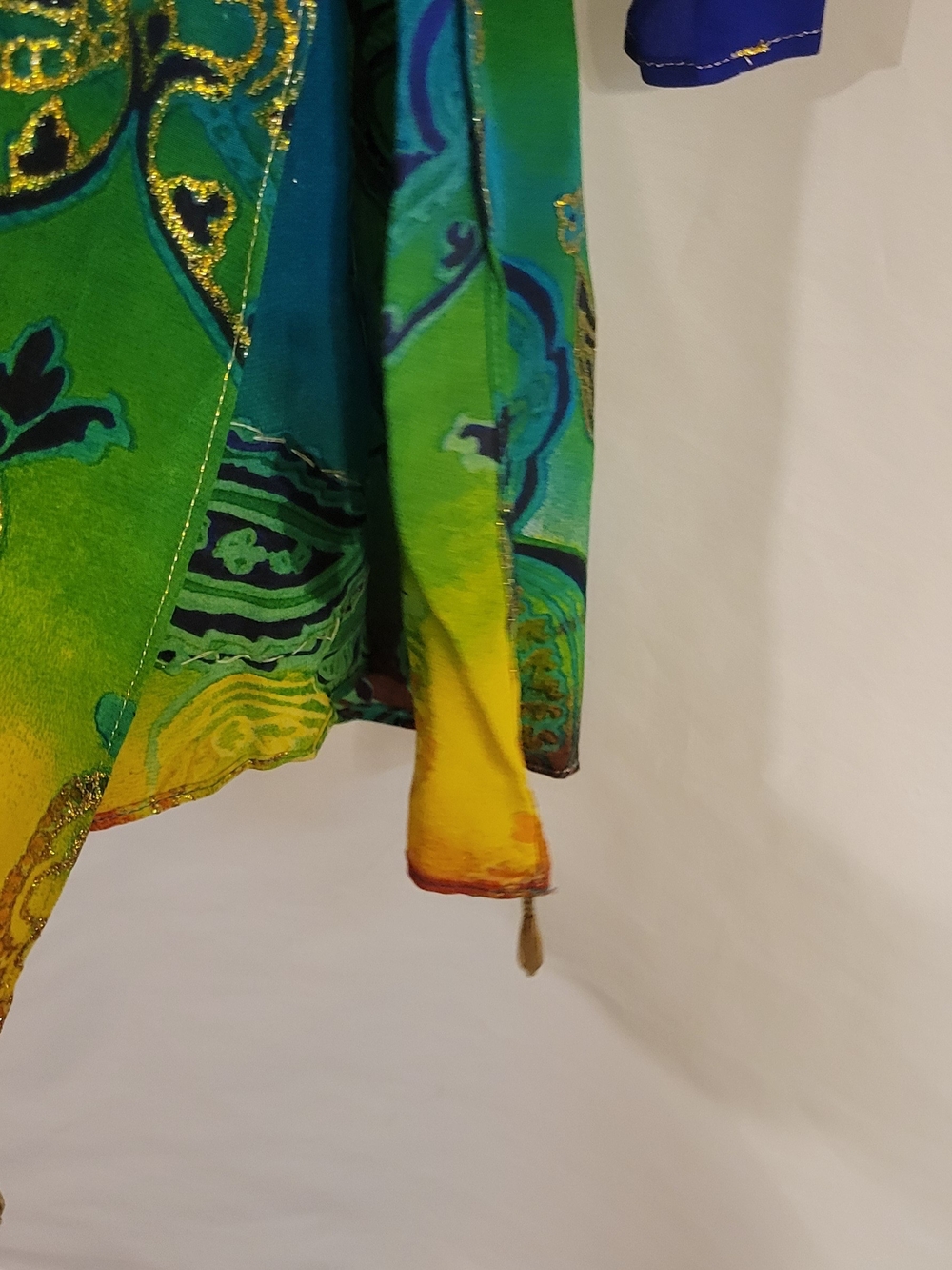 Diane Gilman 2X Silk Paisley Tunic Top Beaded Tassel Hem Colorful - Picture 4 of 8